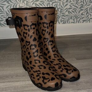 Hunter Women's Brown Leopard Rain Boots